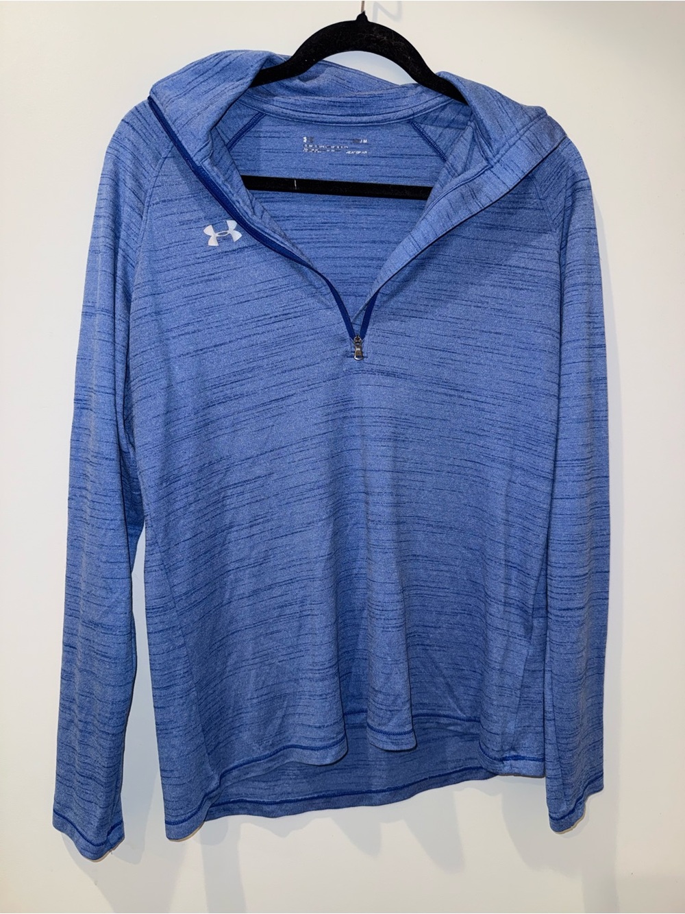 Under Armour Shirt Womens Loose Heat Blue SZ M Half-Zip Loose Athletic Ladies